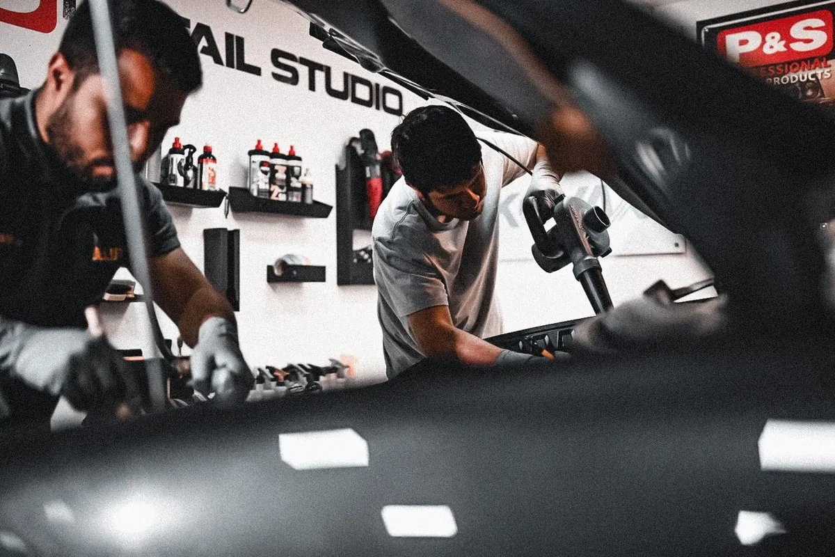 Detailing work inside the professional detail studio